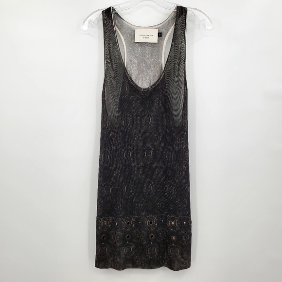 Christopher Kane for Topshop Gray Studded Sheer Racer Back Dress - Picture 1 of 8